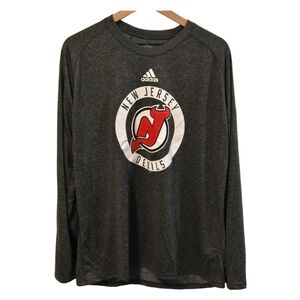 Adidas New Jersey Devils Gray Long Sleeve Tee Size XL